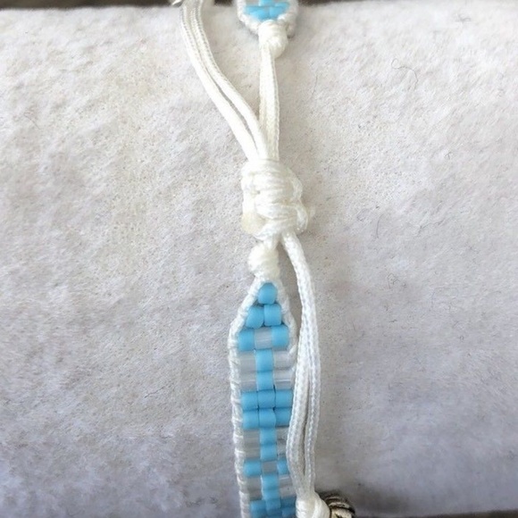 New Auth Chan Luu Turquoise Mix Seed Bead Pull Tie - Picture 2 of 4